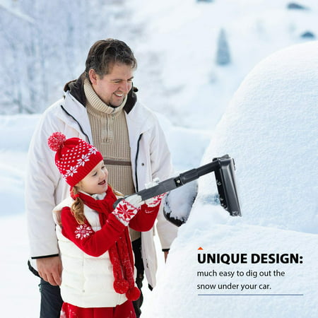 ORIENTOOLS Folding Snow Shovel with D-Grip Handle Durable Aluminum Edge Blade